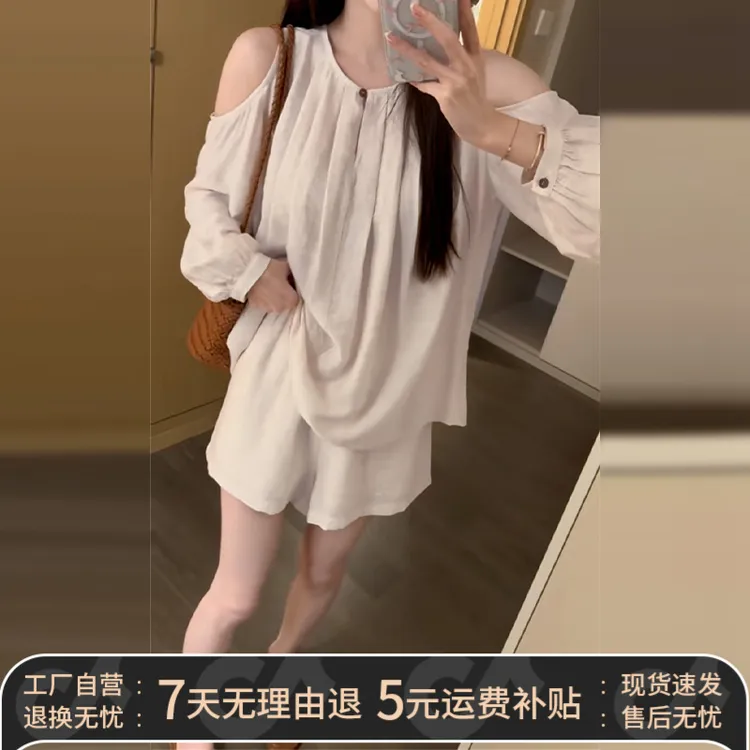 柯闵2025新款小个子今年流行慵懒风穿搭夏季防晒女装休闲短裤两件