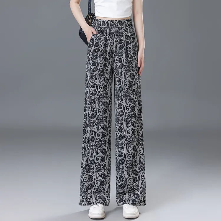 冰丝阔腿裤2025新款薄款夏季宽松显瘦懒惰宽松肌理感休闲裤子