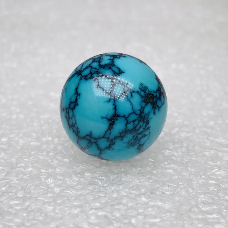 原矿高瓷天然绿松石精品网花圆珠单珠瓷釉级料质 17.8mm 8.2克