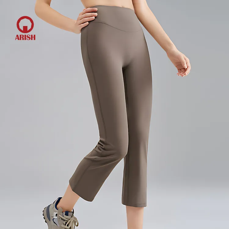 瑜伽裤女高腰提臀八分微喇叭跑步健身运动裤普拉提训练瑜伽裤