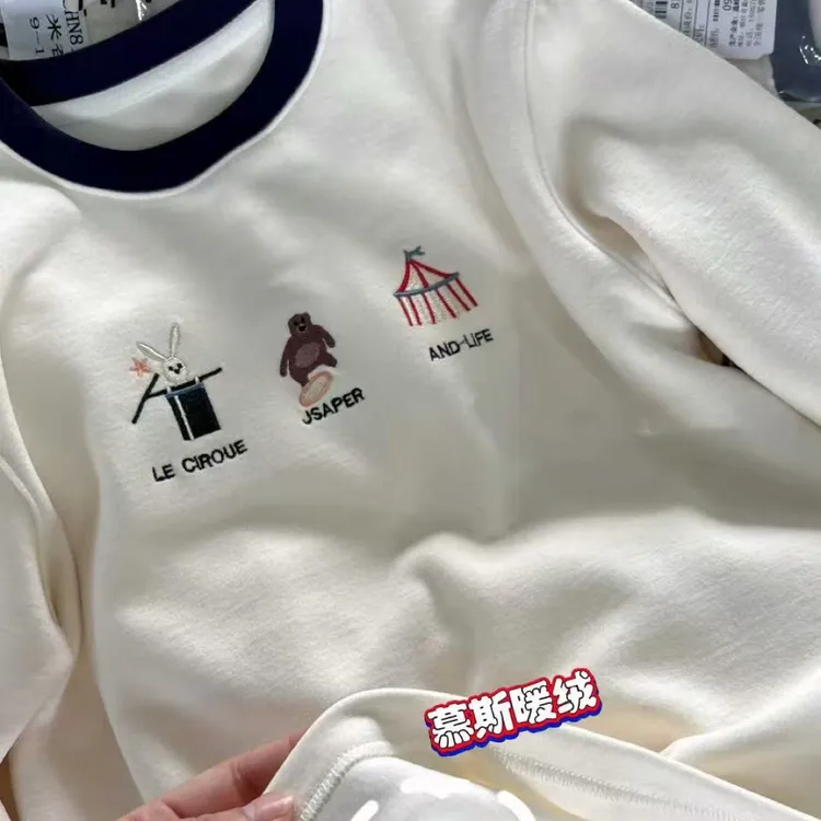 小圈家-预售女中大童圆领卡通加厚打底神奇巨百搭可亲子