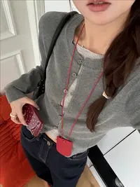 【9970】大码氧气多巴胺 撞色假两件针织衫上衣女圆领套头毛衣