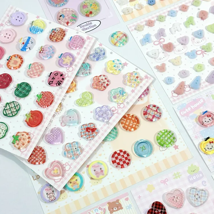 两朵月亮diy多巴胺手串洞洞鞋花发饰配件彩色纯色透色异形大纽扣