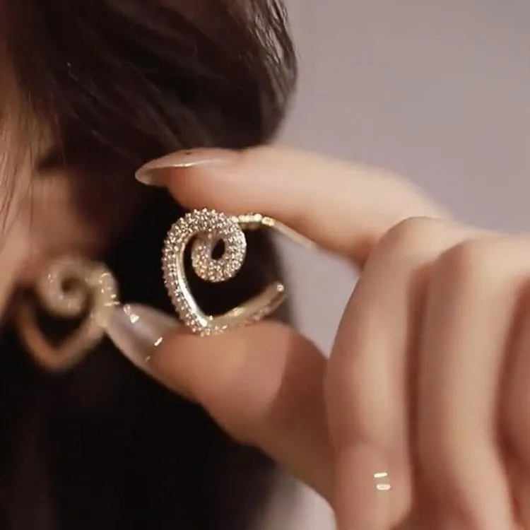 铜合金锆石耳饰 时尚小众设计感百搭法式简约精致冷淡风复古S气质