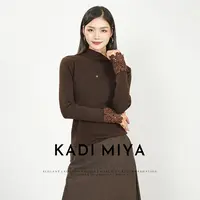 KADIMIYA【罗马假日】法式轻奢修身显瘦正肩拼接刺绣袖口气质针织衫