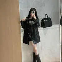 【慕尼黑情书】高级感廓形复古洋气黑色单排扣帅设计感别致皮衣外套