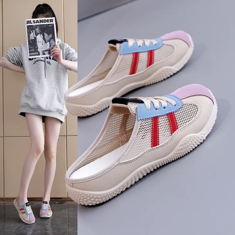 ins韩版包头半托鞋女2025夏季新款学生外穿凉鞋休闲鞋女鞋子时尚