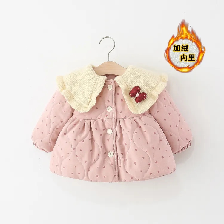 婴儿衣服冬季甜美加绒加厚棉服外出服外套五6七8九个月女宝宝冬装