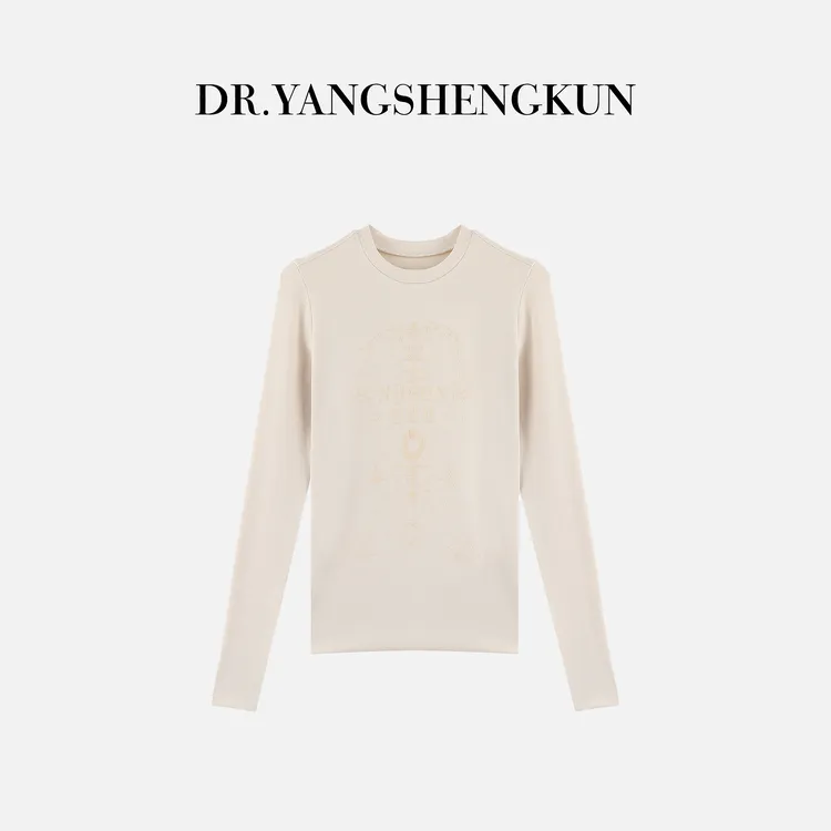 杨圣坤2025冬季新品女士植鞣印花修身显瘦内搭长袖T恤S82510412