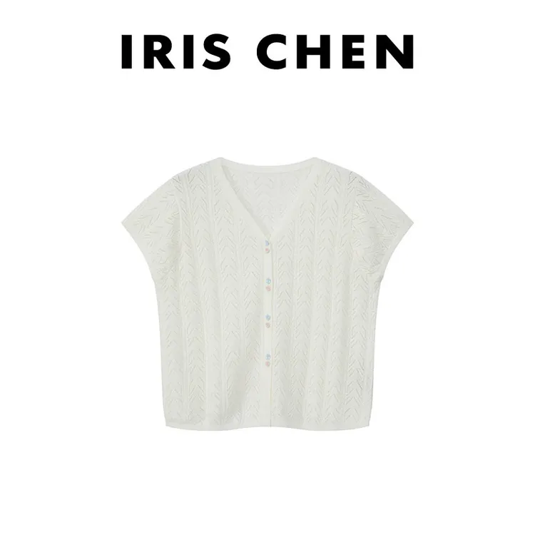 IRIS CHEN 小彩豆 2025春夏上新天丝亚麻V领透气显瘦马甲25SY420