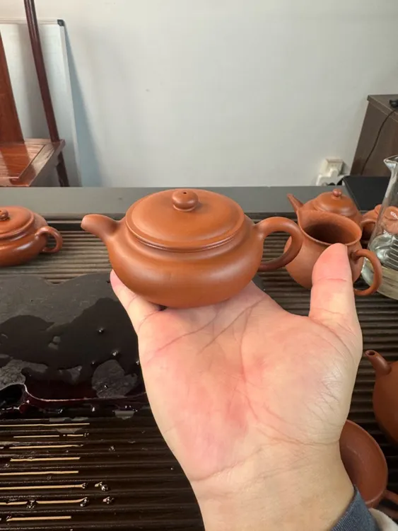 宜兴紫砂壶扁腹壶 黄龙山原矿生砂朱泥无添加 160cc