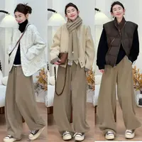 玖了个玖 2025新款【黄昏电车】慵懒风松紧腰百搭休闲裤 2509C6049