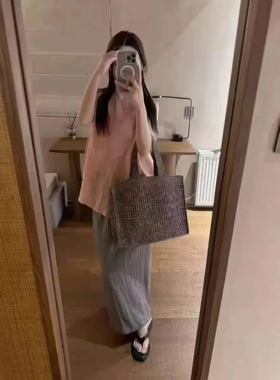 夏款女性设计感无袖麻料背心上衣