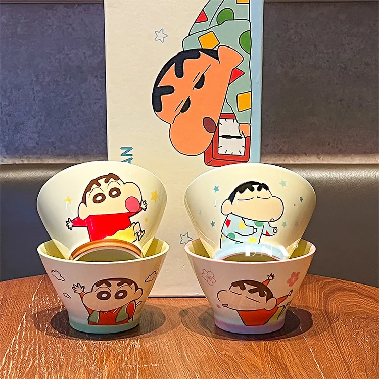 蜡笔小新斗笠家用情侣饭碗可爱清新陶瓷具套装2025蜡笔小新碗