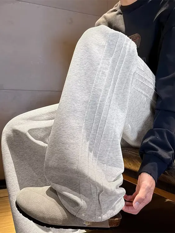 透气加长卫裤男夏季薄款高个子裤子青少年190褶皱垂感休闲直筒裤