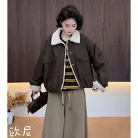 欧尼私服 2025秋冬新款毛领加厚气质显瘦夹克外套2509C6284