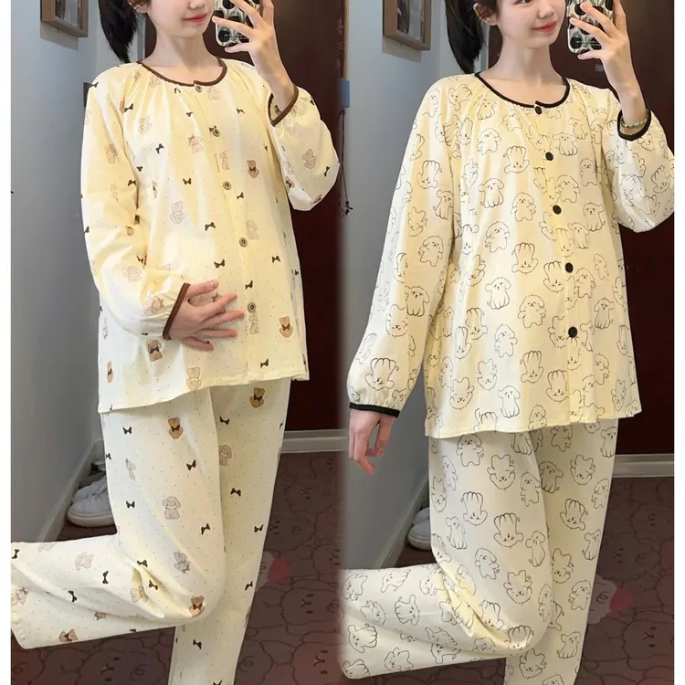 A类春夏薄款纯棉月子服孕妇睡衣产妇产后哺乳喂奶全棉待产怀孕期