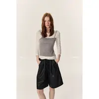 THREE GOOOD/三吉莱赛尔露肩设计修身吊带假两件打底衫Y725Y12778