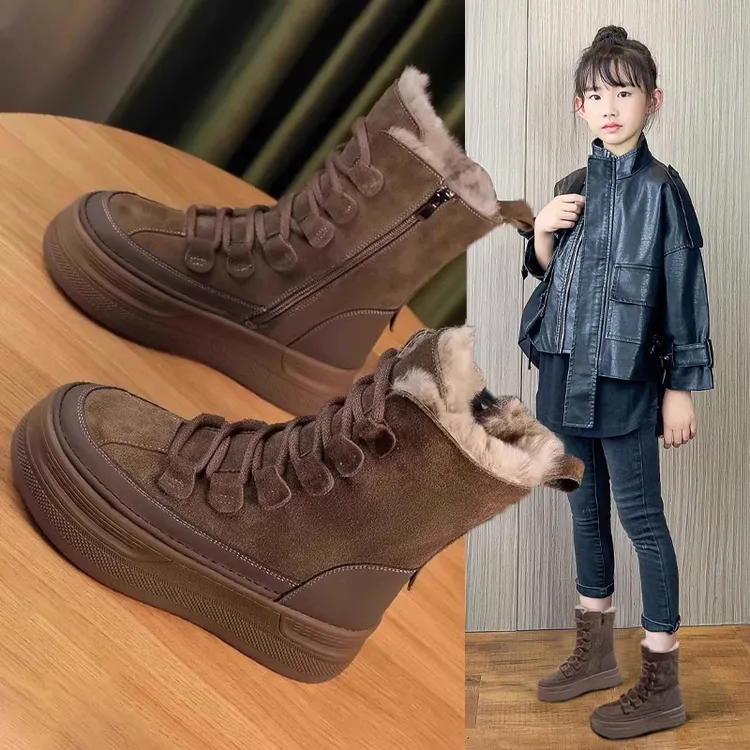 ABC女童雪地靴2025冬季新款儿童加绒大棉鞋子中大童保暖棉靴童鞋3