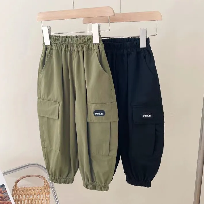 新款爆款洋气男童长裤子2025春秋款儿童工装裤棉质宽松休闲裤男宝