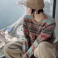 何碧碧HB【条纹诗】6789羊毛费尔岛纽扣开衫毛衣时尚百搭秋冬