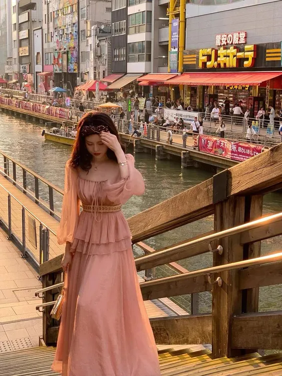 温柔风甜美穿搭气质套装粉色收腰长袖衬衫女早秋裙子半身裙两件套