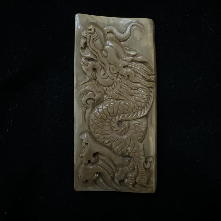 鬼Q文玩 7#带牙皮龙牌 猛犸牙工艺品