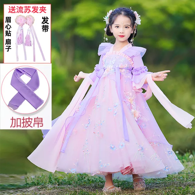 超仙女童夏季汉服古装古风儿童装2024新款夏装花神小女孩演出服装