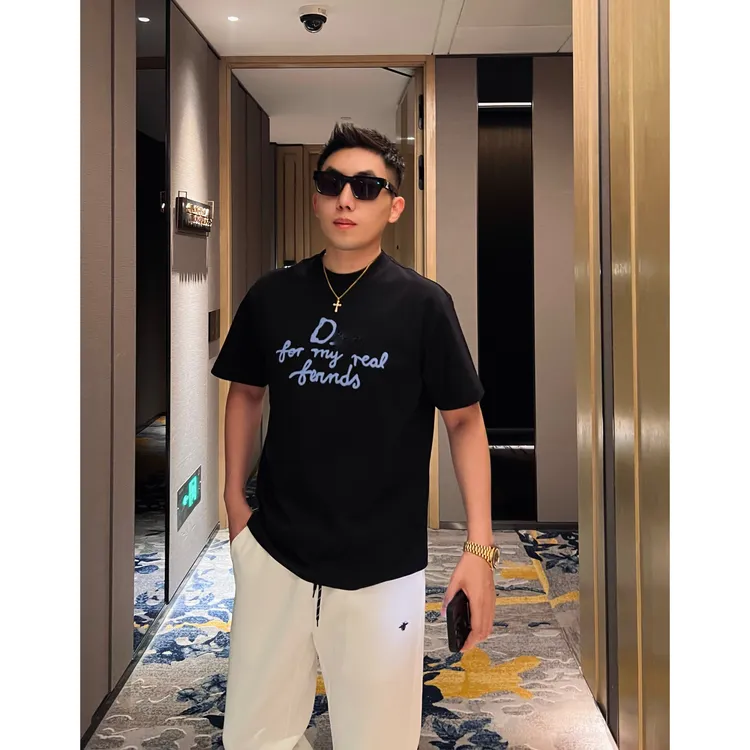 【蓝色油漆】25春夏液氨棉立体发泡花体字情侣短袖T恤