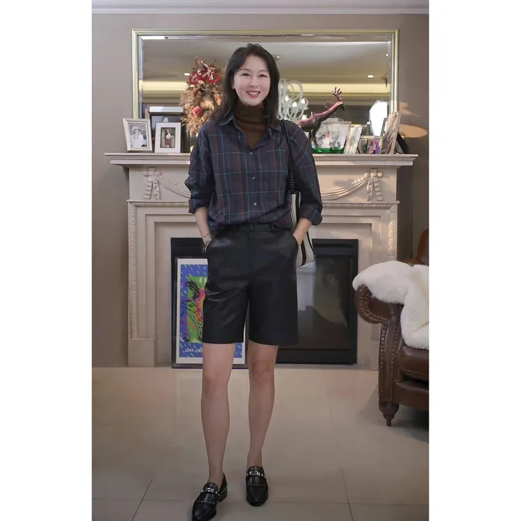 我是摩羯周末咖啡馆 60支100精梳新疆棉强捻色织格纹早秋衬衫上衣