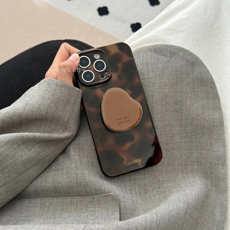 高级感复古琥珀色适用苹果vivoOPPOiPhone华为荣耀小米手机壳支架