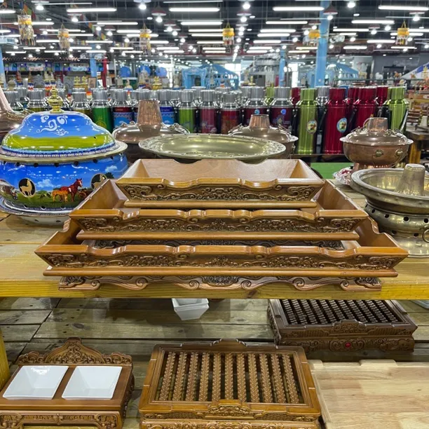 蒙古族特色手扒肉盘实木雕刻高品质木托盘