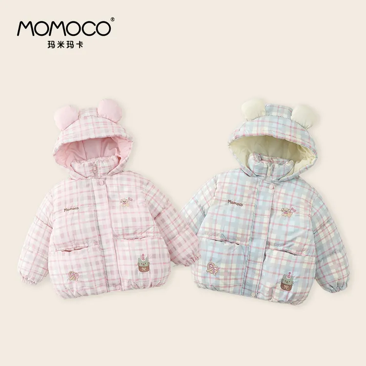 MOMOCO女童冬季新款氛围感条纹时尚洋气可爱棉服77830101023