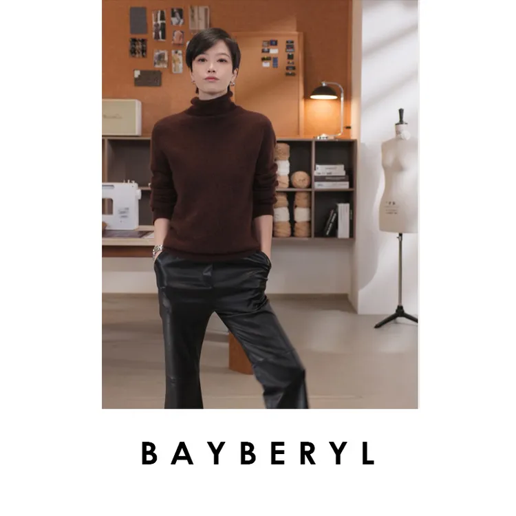 FF-BAYBERYL老贝自由领柔软百搭丝羊绒打底秋针织衫9ZZS5J1542
