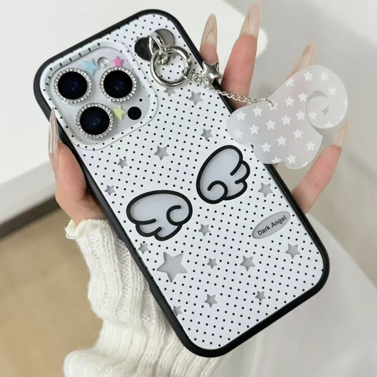 镂空翅膀星星波点二合一防摔手机壳适用于苹果16/15早秋温柔