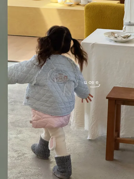 【格子控】釉兮·25冬～女童冬装花边格子外套棉服U269352（童装汉服）