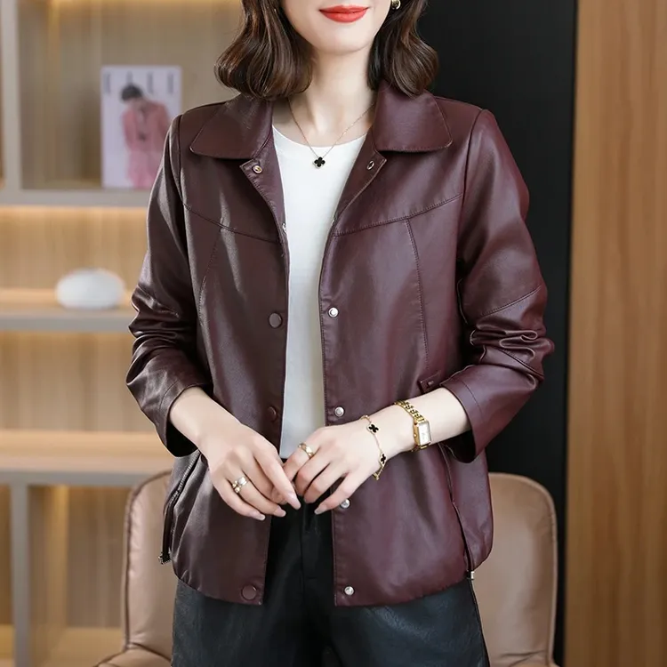 【气质女人专属】海宁短款2025春秋季皮衣外套女新款显瘦百搭上衣