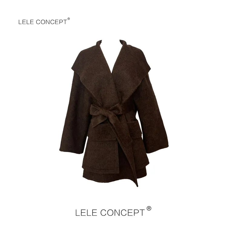 LELE CONCEPT丨【如一】都市氛围感造型领中款腰带大衣FD25C0189W