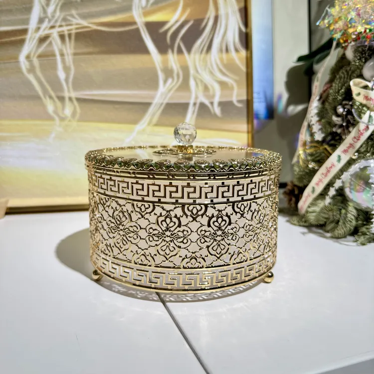 欧式金属储物盒糖果罐带内胆带盖女生首饰口红盒装饰摆件
