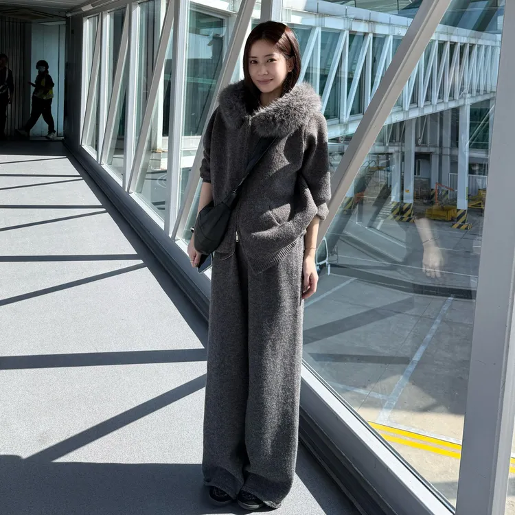 SUNCC自制 垦丁套装 气质老钱慵懒随性简约高级松弛毛领毛衣套装