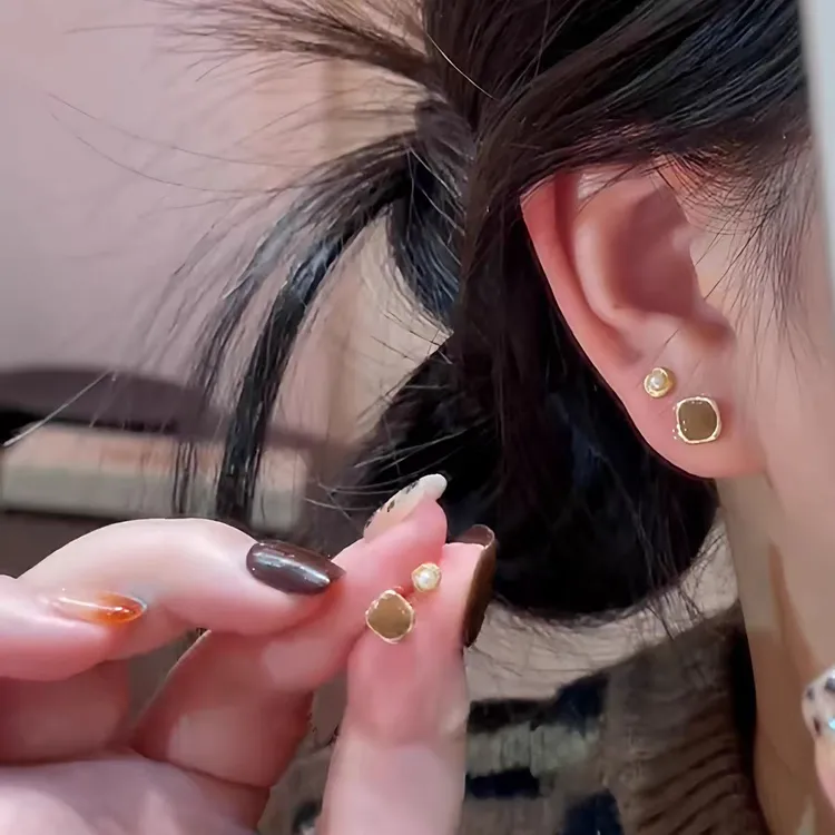 【四件套】经典百搭新款几何方块耳钉女时尚轻奢复古高级感耳饰潮