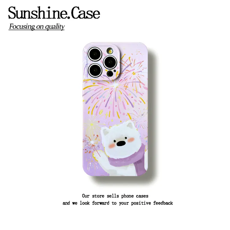 小狗烟花菲林软壳适用苹果17华为vivo小米oppo一加防摔手机壳