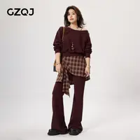老琴私服【秋日画报】琥珀流光风一字领卫衣高级感休闲裤套装 61314