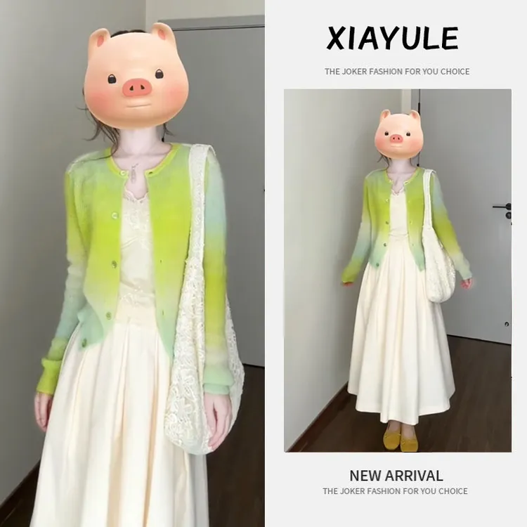 早春慵懒一整套女装2025新款韩系吊带针织开衫高腰半身裙三件套装