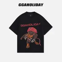 GGAHOLIDAY美式休闲复古印花短袖宽松T恤设计师个性上衣-154126