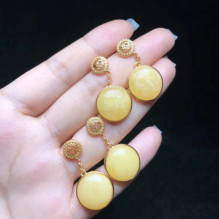 【云上叙】S925银蜜蜡耳坠-多样性发其一-14.5mm-V24247-M（甄选）