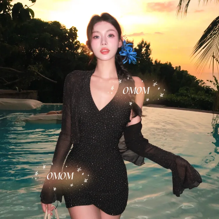 【满天星】2025春季新款泳衣女罩衫分体三件套泡温泉度假泳装4229