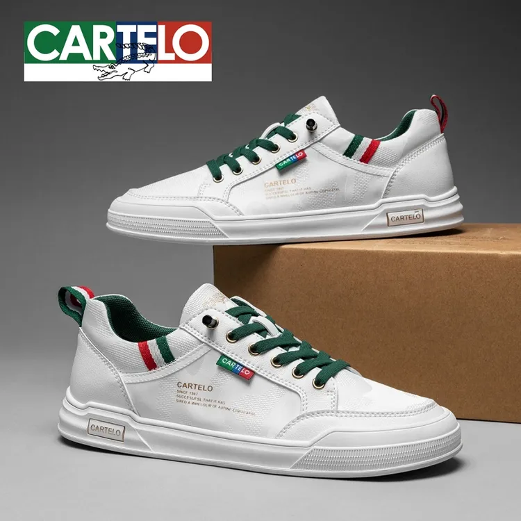 卡帝乐鳄鱼男鞋2025春季新款超纤皮冰丝布透气耐磨防滑时尚潮流板