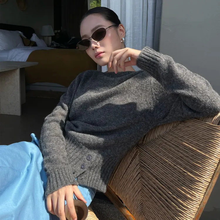 PURITYYH小众简约秋冬套头毛衣针织羊毛衫宽松百搭短款高级感上衣