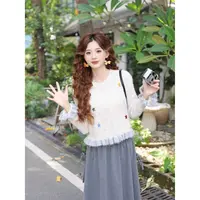 温舒敏【繁花坠落】港风复古开衫针织外套女百搭上衣MO1218399